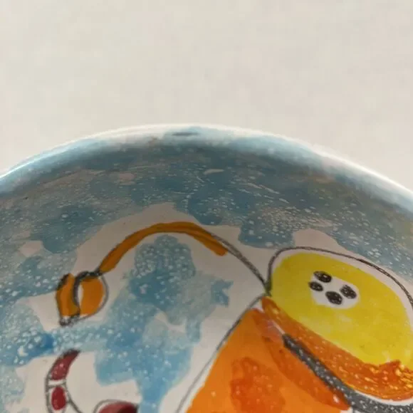 Desimone Italy Pottery Bowl Vintage MCM Hand Painted Cow Art 6.25 Inch - Picture 9 of 11